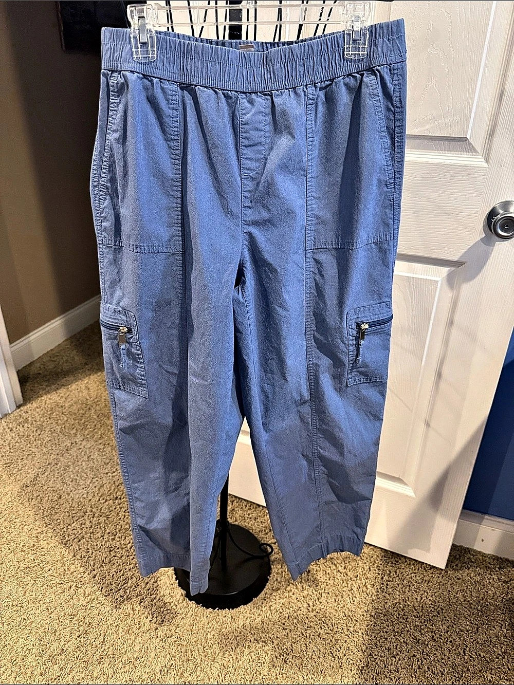 Chico's Blue Cargo Pull On Jogger Pants Waist Size 1.5